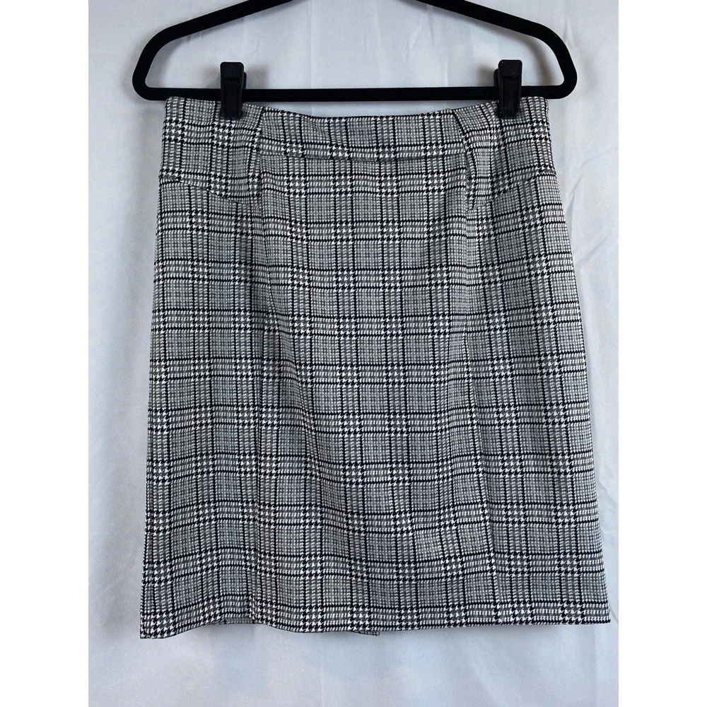 Michael Kors Women's Size Medium Black Gray White Herringbone‎ Pencil Skirt